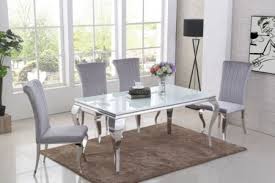 Louis Glass 160cmchrome Contemporary Dining Table Chairs Black White Silver Ebay In 2020 White Glass Dining Table Dining Table Black Glass Dining Table