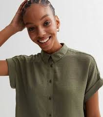 Olive Short Roll Sleeve Shirt