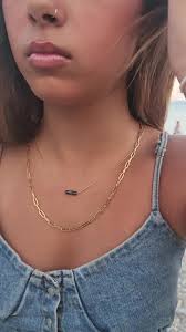 Collar de cadena de oro, collar de eslabón de cadena minimalista, collar de  capas, collar de eslabón de oro rectangular, joyería de collar de cadena  llena de oro simple