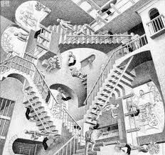 Escher himself in 1968 and its goal was to preserve the legacy of his work. Description Of The Painting By Maurits Escher Relativity Escher Maurits
