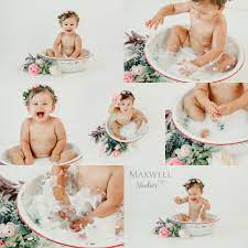 At bc women's, the initial bath doesn't happen until at least four hours and often up to 24 hours postpartum. Maxwell Studios 1 Year Old Baby Girl Pictures With Flowers And Milk Bath Milk Bath Photography For Ba Baby Girl Pictures Baby Milk Bath Baby Photoshoot Girl