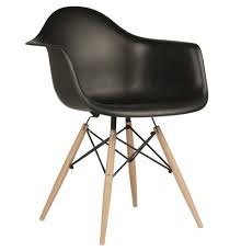 A simple, beautiful, classic form that looks great. Eames Style Daw Molded In Black Plastic Dining Armchair With Wood Eiffel Legs