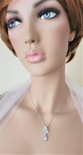 Rose Gold Bridal Necklace, CZ Wedding Necklace, Pendant Necklace, Rose Gold  Wedding Jewelry, Wedding Accessories, Bridesmaids Gift, Silver