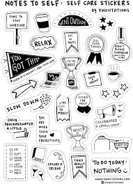 Self Care Sticker Sheet In 2020 Work Stickers Black And White Stickers Print Stickers