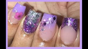 3 nail art tutorials diy purple flower nail art design tutorial long nails. Cute Short Purple Acrylic Nails Youtube