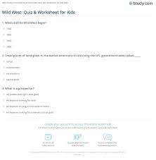 Dallas cowboys quizzes there are 215 questions on this topic. Wild West Quiz Worksheet For Kids Study Com