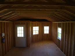 Deluxe Barn Loft Cabin 14 X 34 Derksen Painted Portable Deluxe Cabin Ready For Build Out Portable Buildings Building Instructions Tiny House