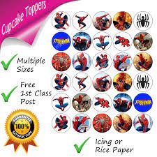 SPIDERMAN PARTY CUPCAKE TOPPERS EDIBLE PRINTED SPIDER-MAN BIRTHDAY CUPCAKES  | eBay