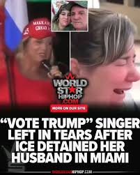BREAKING : Janet Correa, the same woman who went viral for singing the  pro-Trump “Vote Trump” anthem at a MAGA rally, is now heartbroken after ICE  detained her husband in Miami. Immigration