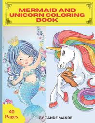 Here is an image of a cute unicorn mermaid lying on the ground for your child to fill in the appropriate colors. Mermaid And Unicorn Coloring Book Mande Tande 9798726452869 Amazon Com Books
