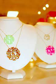 Moon And Lola S 4 New Acrylic Colors Mint Neonpink Tigerseye Blondetortoise Acrylic Monogram Necklace Acrylic Monogram Monogram Necklace