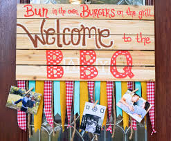 Baby Bbq Coed Baby Shower Decoration Bun In The Oven Burgers On The Grill Wooden Sign Gingham Decor Baby Shower Bbq Coed Baby Shower Baby Q Shower