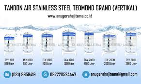 T angki air s tainless steel tedmond grand material tangki terbuat dari 304 ba (bright annealed) yang diimpor dari jepang. Tangki Air Stainless Steel Tedmond Grand Cv Anugerah Ajitama