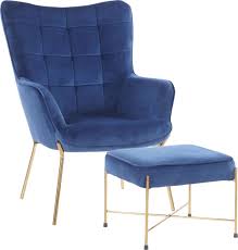 29.5w x 28.5d x 29.5h > ottoman:, accent chair, cushion, with ottoman, ottoman included, not specified. Blue Accent Chairs Armchairs Occasional Chairs