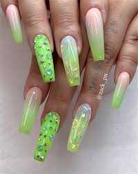 Chic Ombre Coffin Nails Designs In Summer Nail Art Connect Ombrenails Coffinnails Green Nail Art Coffin Nails Designs Nail Designs Summer Acrylic