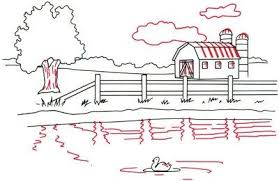 How To Draw Landscapes Barn Painting Drawings Simple Line Drawings
