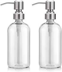9oz bathroom accessories storage jars, cotton swab container, bathroom storage container with waterproof labels, 9oz glass jars. Buy Amazerbath 2 Pack Clear Glass Soap Dispenser 16 Oz Hand Soap Container With Stainless Steel Pump Bathroom Glass Pump Bottle For Liquid Lotion Dish Soap Dispenser For Kitchen Sink Online In
