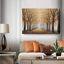 If you are looking for wall art designs for living room you are come to the right place. Amazon Com Large Tree Wall Art For Living Room Hand Painted Forest Oil Painting Framed Yellow Grove Artwork Autumn Landscape Canvas Print For Living Room Bedroom Home Decorations Wall Decor Large 48 X32 Paintings