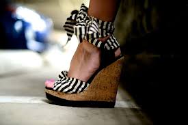 Black And White Striped Wedges Black And White Stripe Wedges Bows Around The Ankle Fabulous Shoes Shoes Heels
