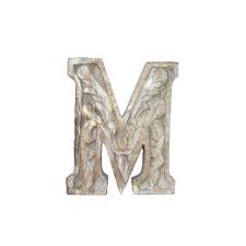 Wooden Carved Letter M White Distress Finish Carving Kids Bedroom Decor Wooden