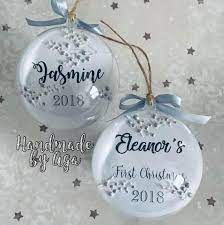 Find the perfect ornament to celebrate baby's first christmas and start a family tradition by hanging a new personalized ornament on the tree each year. Home Living Baby Boy Baby Girl Personalised First Christmas Glass Bauble Babies First Newborn Gifts Baby Gift Babies First Christmas Ornaments Accents