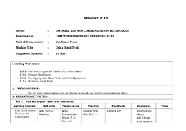 Plan and prepare for tasks to be undertaken 1.b. Doc Session Plan Use Hand Tools Tungcul Edmundo Academia Edu