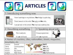 Definite And Indefinite Articles Chart