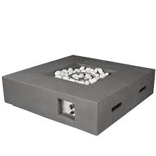 Rectangle concrete natural gas fire pit table in light gray Lexora Home Brenta Outdoor Gas Fire Pit Table With Burner Kit In Light Gray Lb107042sj00000