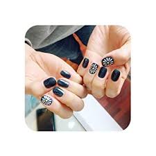 amazon com false nails 24 pcs white daisy oval fake nails
