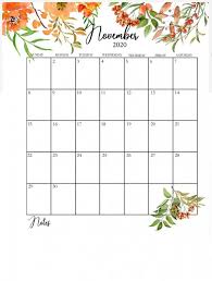 November 2020 Floral Calendar Free Printable Calendar Templates In 2020 Calendar Printables Free Printable Calendar Templates Free Printable Calendar