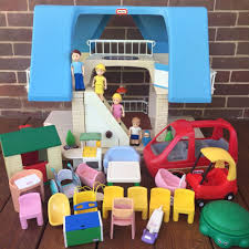 Vintage Little Tikes Place Dollhouse Blue Roof Accessories Toys People Furniture Ebay Little Tikes Little Tykes Childhood Toys