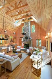 Modern Simple Wooden House Floor Ceiling Walls Pendant Lights Chairs Table Rustic Living Room Rustic Living Room Design Wooden House Plans Wooden House Design