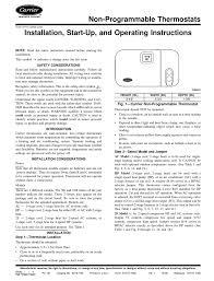 Carrier heat pump thermostat wiring diagram. Carrier Non Programmable Thermostats Installation Start Up And Operating Instructions Manual Pdf Download Manualslib