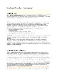 Download as doc, pdf, txt or read online from scribd. Ce Este Eft Tehnici De Eliberare Emotionala