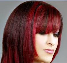 Bright Red Highlights In Dark Brown Hair Red Highlights In Brown Hair Funky Hair Colors Hair Color Burgundy