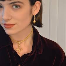 Kent Raible Opal Gold Cross Pendant Accented Granulation Artisan