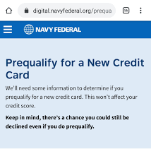 Navy federal credit card comes with the features, like easy payment options, 24/7 online banking, chip technology, and no balance transfer fees. Are The Navy Federal Prequalify Recommendations Ac Myfico Forums 5998709