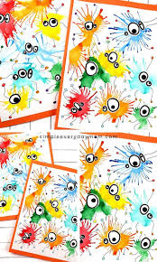 Make This Cute Germ Blow Painting Art With Straws Blow Painting Art Easy Art Projects Kids Art Projects