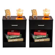 Bring streamlined style to your bed's side with this nightstand. Nightstand Organizer 2pcs One Drawer One Door Storage Drawers 15mm Density Board Bedside Table Modern Design Bedroom Decor Pretty Deep Bedroom Furniture Weight Capacity 150 Lbs Black Q3091 Walmart Com Walmart Com