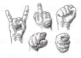 Male Hand Sign Fist Pointing Finger Rock And Roll Royalty Free Male Hand Sign Fist Pointing Fing Pointing Fingers Engraving Illustration How To Draw Fingers Choose rude or kind, up to you. male hand sign fist pointing finger