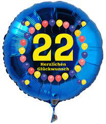 Folienballon Zum 22 Geburtstag Balloons Blau Folienballon Mit Helium