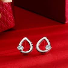 beautiful silver heart charm earrings