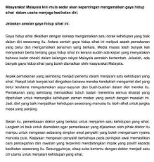 Berikut 25 langkah sederhana untuk menata gaya hidup sehat di tahun baru: Bahasa Melayu Pt3 Contoh Karangan Gaya Hidup Sihat Pt3