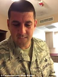 US Air Force airman stationed 2,000 miles from home is moved to tears after  learning he is going to be a father for the first time by playing a  romantic game sent