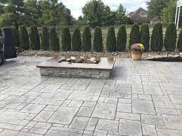 Colored And Stamped Concrete Patio Lithochrome Color Hardener In Platinum Gray Lithochrome Anti Colored Concrete Patio Stamped Concrete Patio Concrete Patio