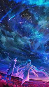 Anime Sky Shooting Stars Universe Iphone Wallpaper Sky Anime Anime Scenery Anime Galaxy