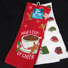 Cup Of Cheer Holiday Kitchen Towel 2 Pack Gingerbread Holly Coffee Mugs Stnicholassquare Cupofcheer Christmas Kitchen Towels Christmas Coffee Christmas Holly