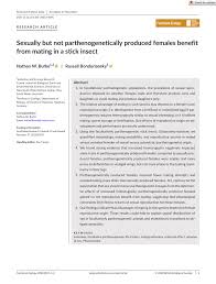 PDF) Sexually but not parthenogenetically produced females benefit from  mating in a stick insect