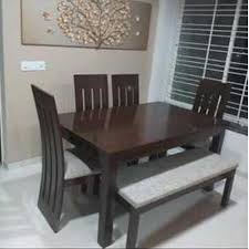 Brown Dining Table Four Chairs One Bench Rs 30000 Piece Teak Wood Furniture Id 20156046055