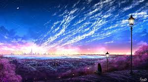 Find hd wallpapers for your desktop, mac, windows, apple, iphone or android device. Sky City Scenery Horizon Landscape Anime 8k Wallpaper 131